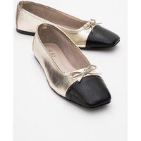 Zweifarbige Ballerinas mit Eckiger Zehenpartie