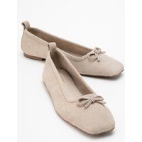 Eckige Wildleder-Flats mit Schleife