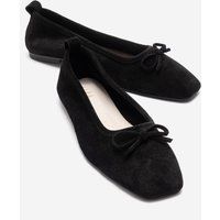 Leder-Ballerinas mit eckiger Kappe