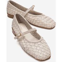Geflochtene Leder Mary-Jane Ballerinas