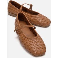 Geflochtene Mary-Jane Ballerinas aus Leder