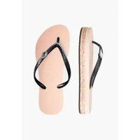 Plateau-Flip-Flops mit Schmuckstein und Bast