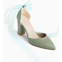 Elegante Pumps mit Blockabsatz und Schleifenband