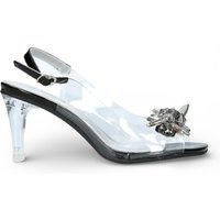 Transparente Slingback-Heels mit Kristallblume