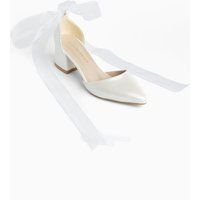 Spitze Blockabsatz-Pumps mit Organza-Schleife