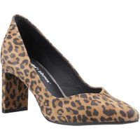 Wildleder-Pumps mit Leopardenmuster und Blockabsatz