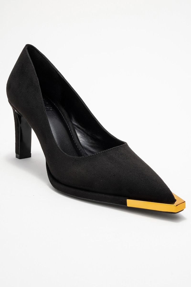 Spitze Wildleder-Pumps mit Metallspitze