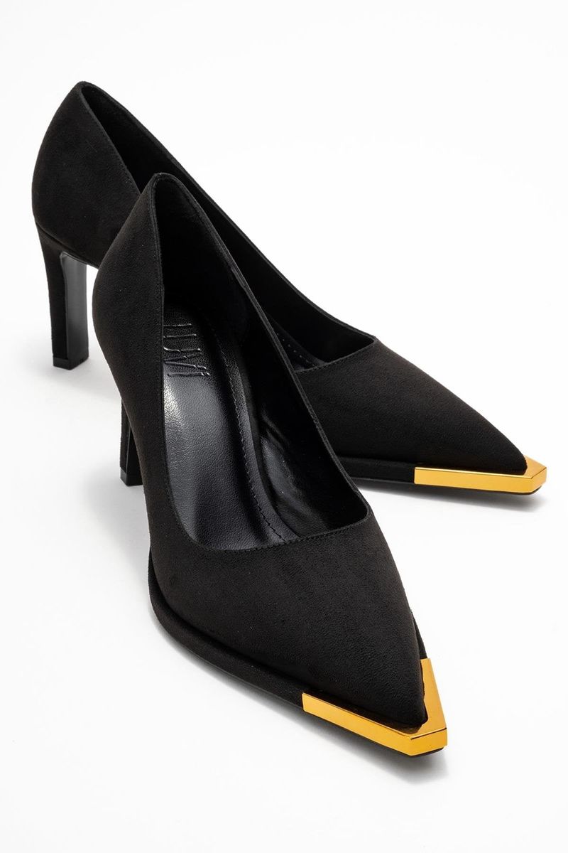 Spitze Wildleder-Pumps mit Metallspitze