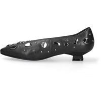 Leder-Kitten-Heels mit Nieten und Cut-Outs