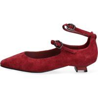 Mary-Jane-Pumps aus Wildleder mit Spitze