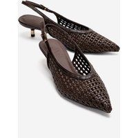 Geflochtene Slingback-Pumps mit spitzer Kappe