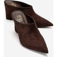 Skulpturale spitze Mules mit Keilabsatz