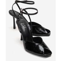 Stiletto-Pumps mit Knöchelriemen und Lack-Optik