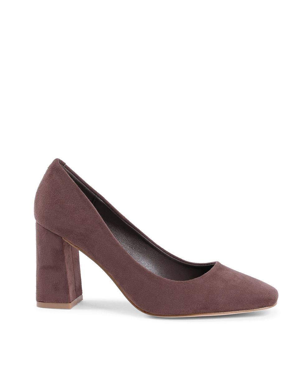 Pumps mit Blockabsatz in Wildleder-Optik