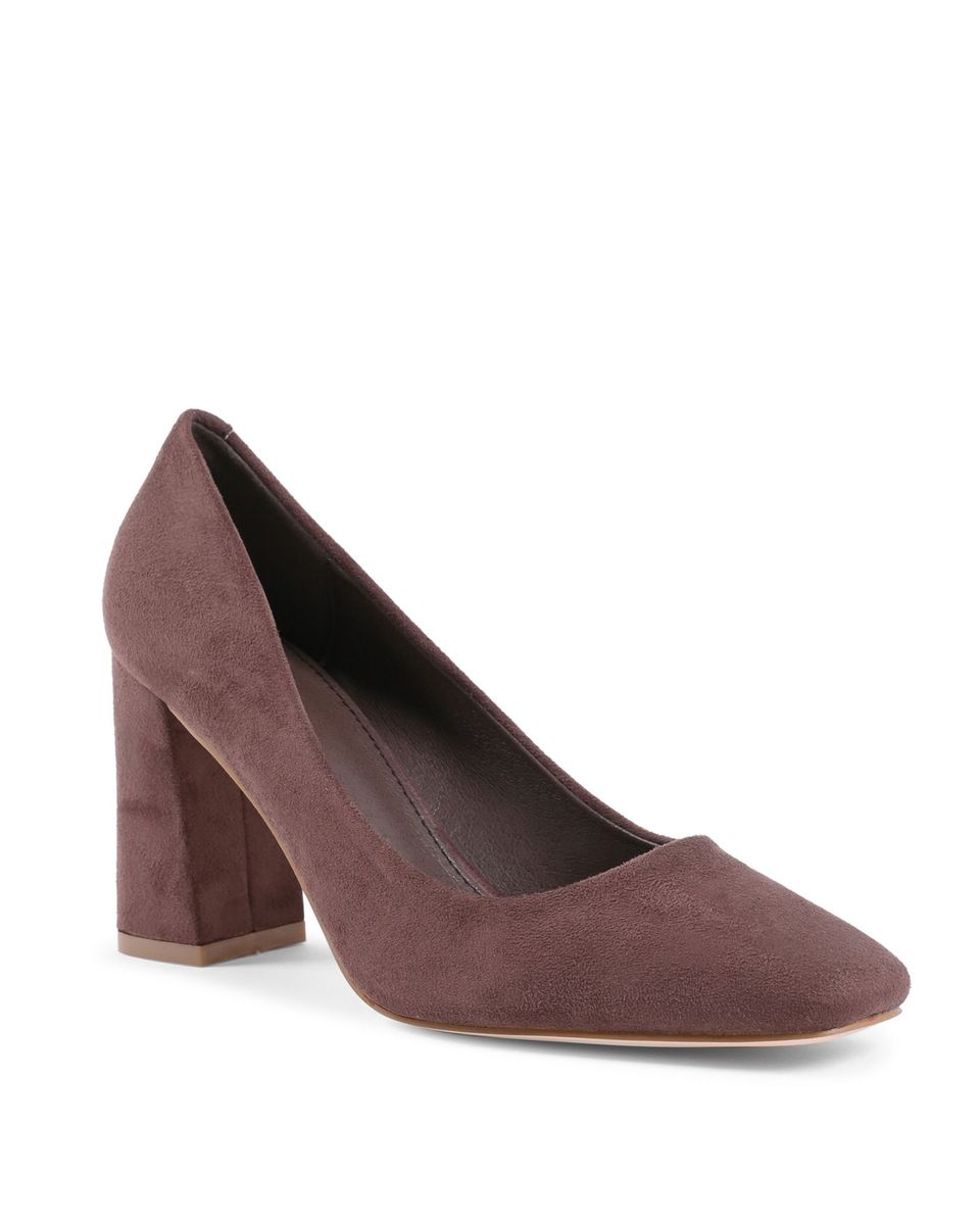 Pumps mit Blockabsatz in Wildleder-Optik