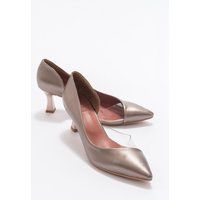 Spitze Metallic-Pumps mit transparentem Einsatz