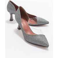Glitzernde spitze Pumps mit PVC-Einsatz