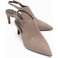 Slingback-Pumps aus Wildleder mit Spitze