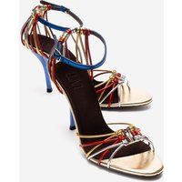 Metallic-Stiletto-Sandalen mit Mehrfachriemen
