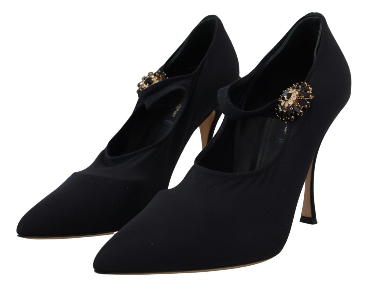 Mary Jane Pumps mit Kristallverzierung