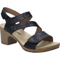 Drei-Riemen Leder-Sandalen mit Blockabsatz