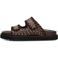 Leder-Sandalen mit Nieten und Ziernähten