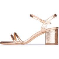 Riemchensandaletten mit Blockabsatz in Metallic