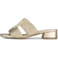 Geflochtene Metallic-Pantoletten mit Blockabsatz