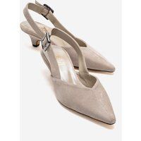 Elegante Veloursleder-Slingbacks mit Pfennigabsatz