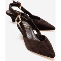 Slingback-Pumps aus Wildleder mit Kitten-Heel
