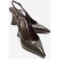 Slingback-Pumps mit skulpturalem Keilabsatz
