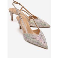 Funkelnde Slingback-Pumps mit Strassbesatz