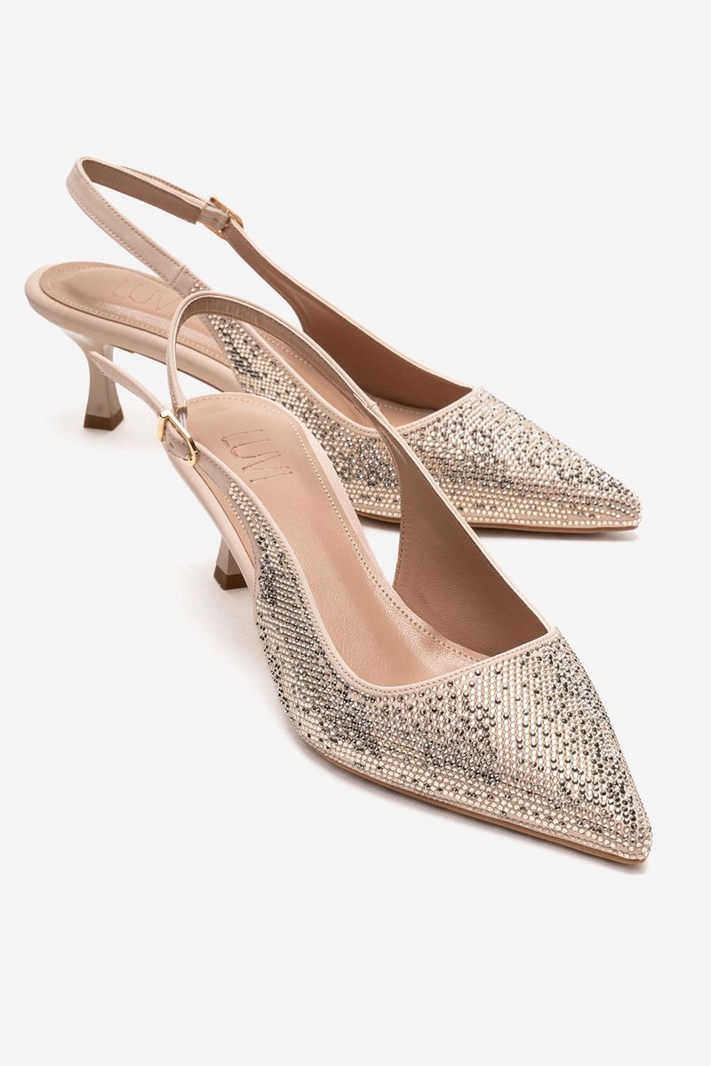 Verzierte Slingback-Pumps mit spitzer Kappe