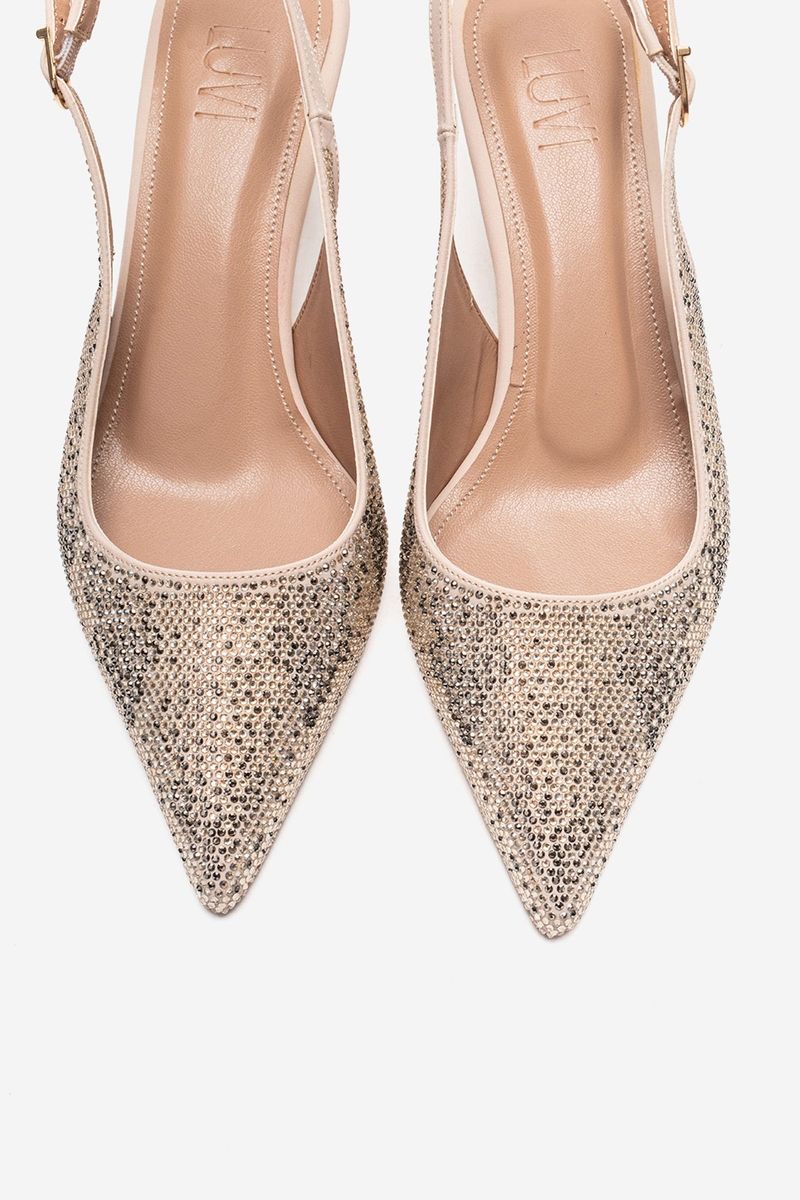Verzierte Slingback-Pumps mit spitzer Kappe