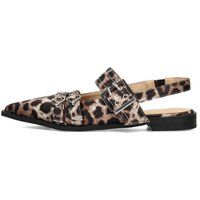 Leoparden-Slingbacks mit Schnallen und Spitze