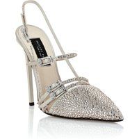Kristallbesetzte Satin Slingback-Pumps