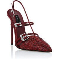 Slingback-Pumps mit Kristallbesatz und Schnallen