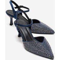 Verzierte Slingback Kitten-Heel-Pumps