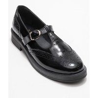 T-Riemen Lackleder Loafer mit Lochmuster