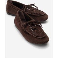 Wildleder Schnür-Loafer Mokassins