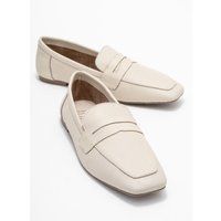Minimalistische Leder-Loafer mit Karree-Zehe