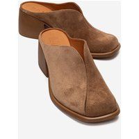 Wildleder-Mule mit Blockabsatz und Naht