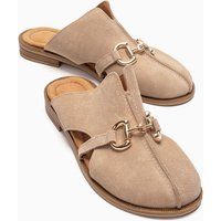 Suede Mules mit Gebiss-Schnalle