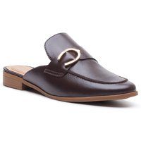 Leder-Mules mit Zierschnalle