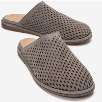 Laserperforierte Slipper-Mules aus Leder