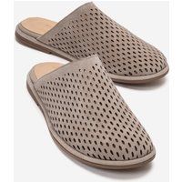 Laserperforierte Leder-Slipper Mules