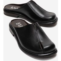 Minimalistische Leder-Mules mit V-Ausschnitt
