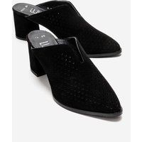 Wildleder-Mules mit geometrischem Laser-Cut
