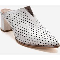 Perforierte Leder-Mules mit Blockabsatz