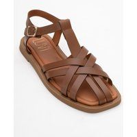 Flache Riemchensandalen aus Nappaleder